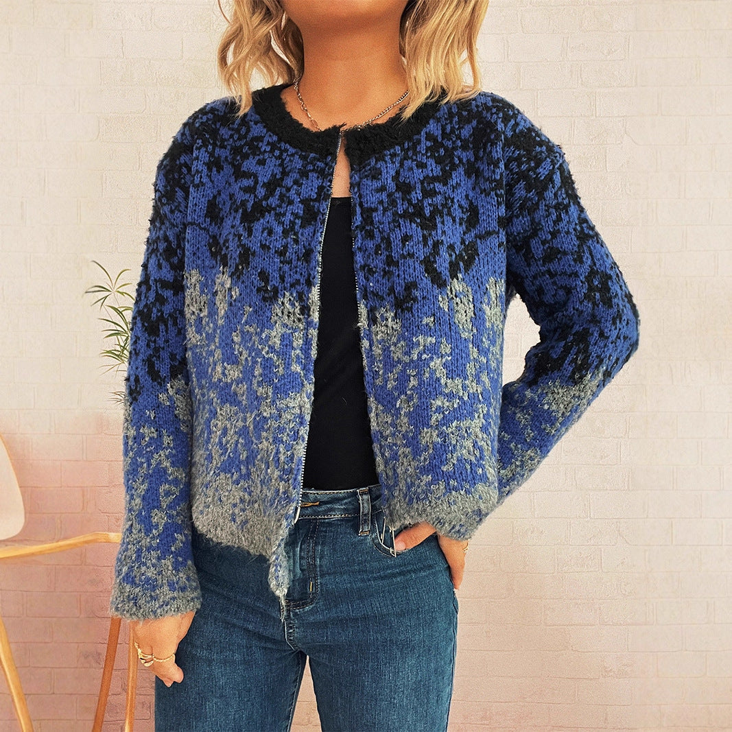 Knitted Zipper Cardigan Sweater Path of Threads