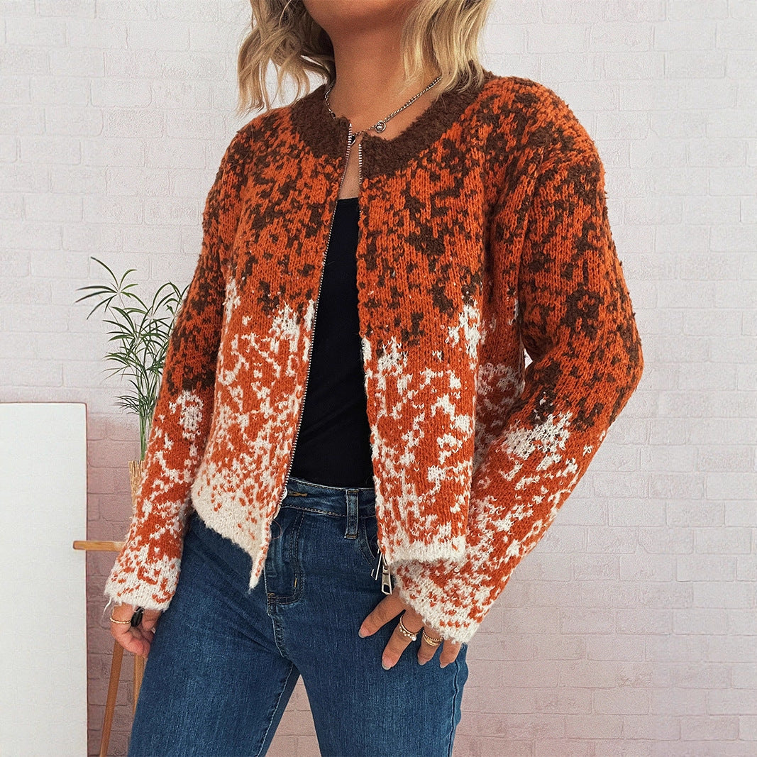 Knitted Zipper Cardigan Sweater Path of Threads