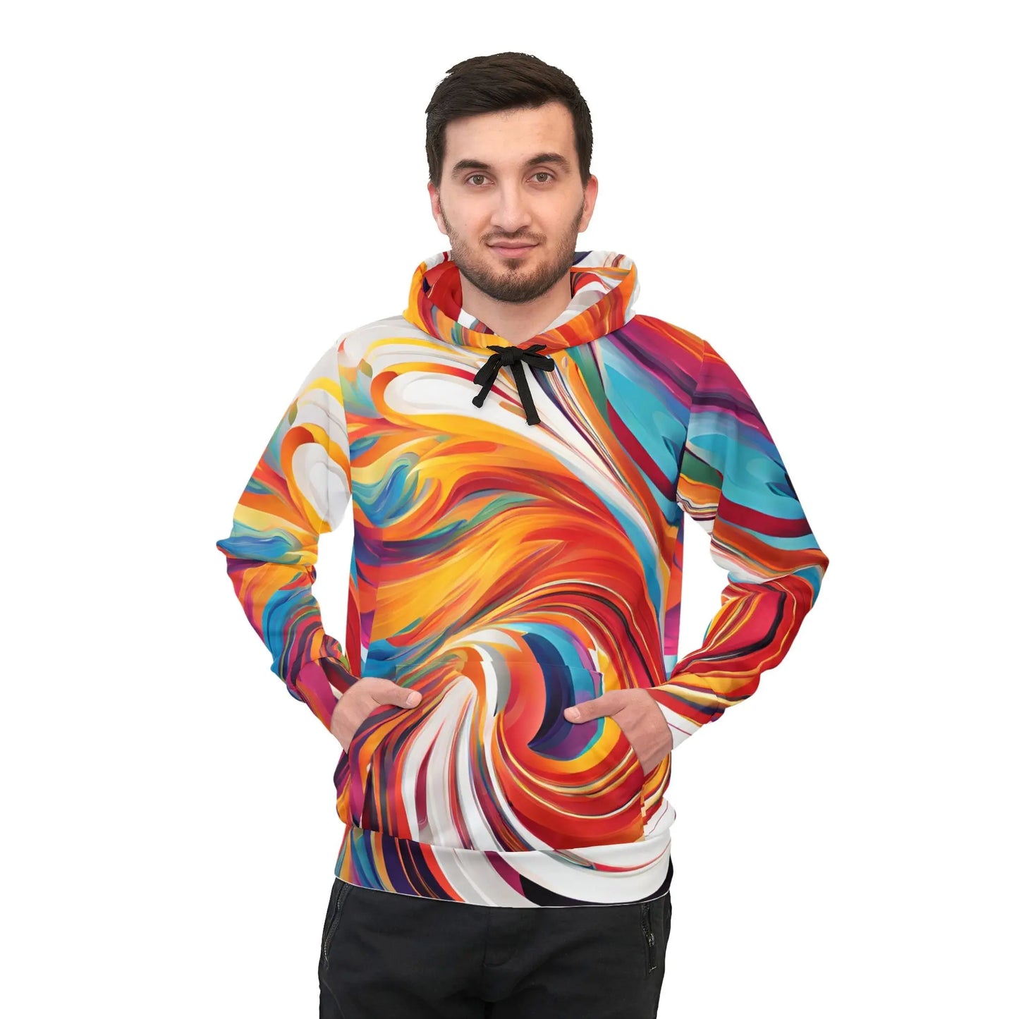 Swirl Paint Athletic Hoodie - Colorful and Stylish Hoodie for the Artistic Soul Printify