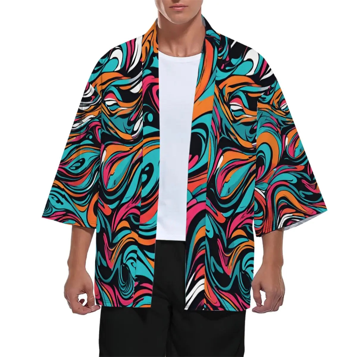 Kimono Cardigan Graffiti Pattern Sacred In Sight