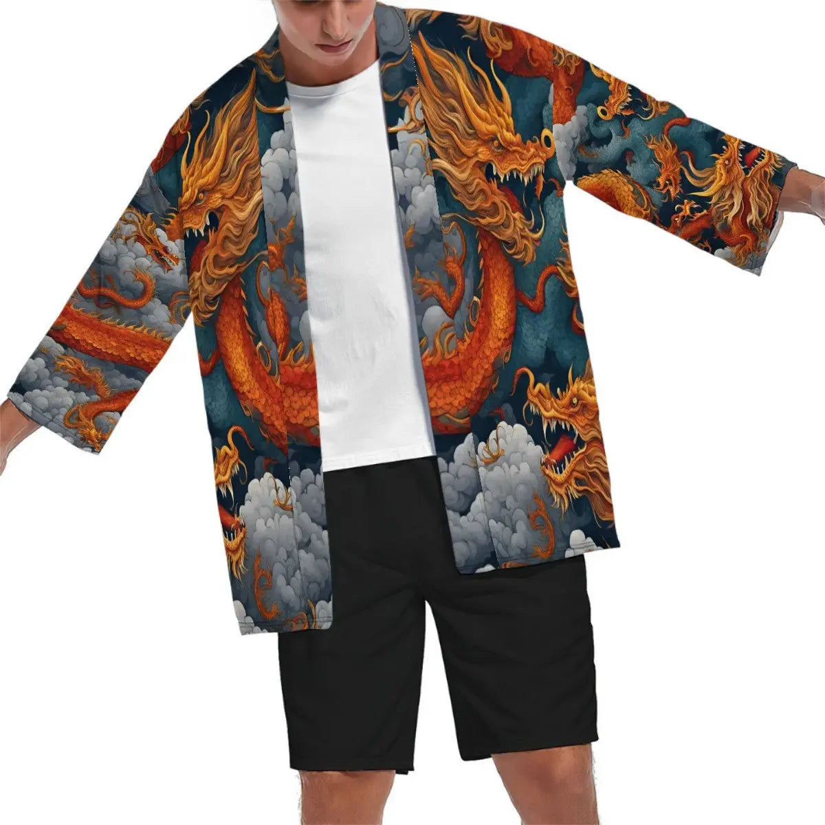 Kimono Cardigan Dragon Design Sacred In Sight