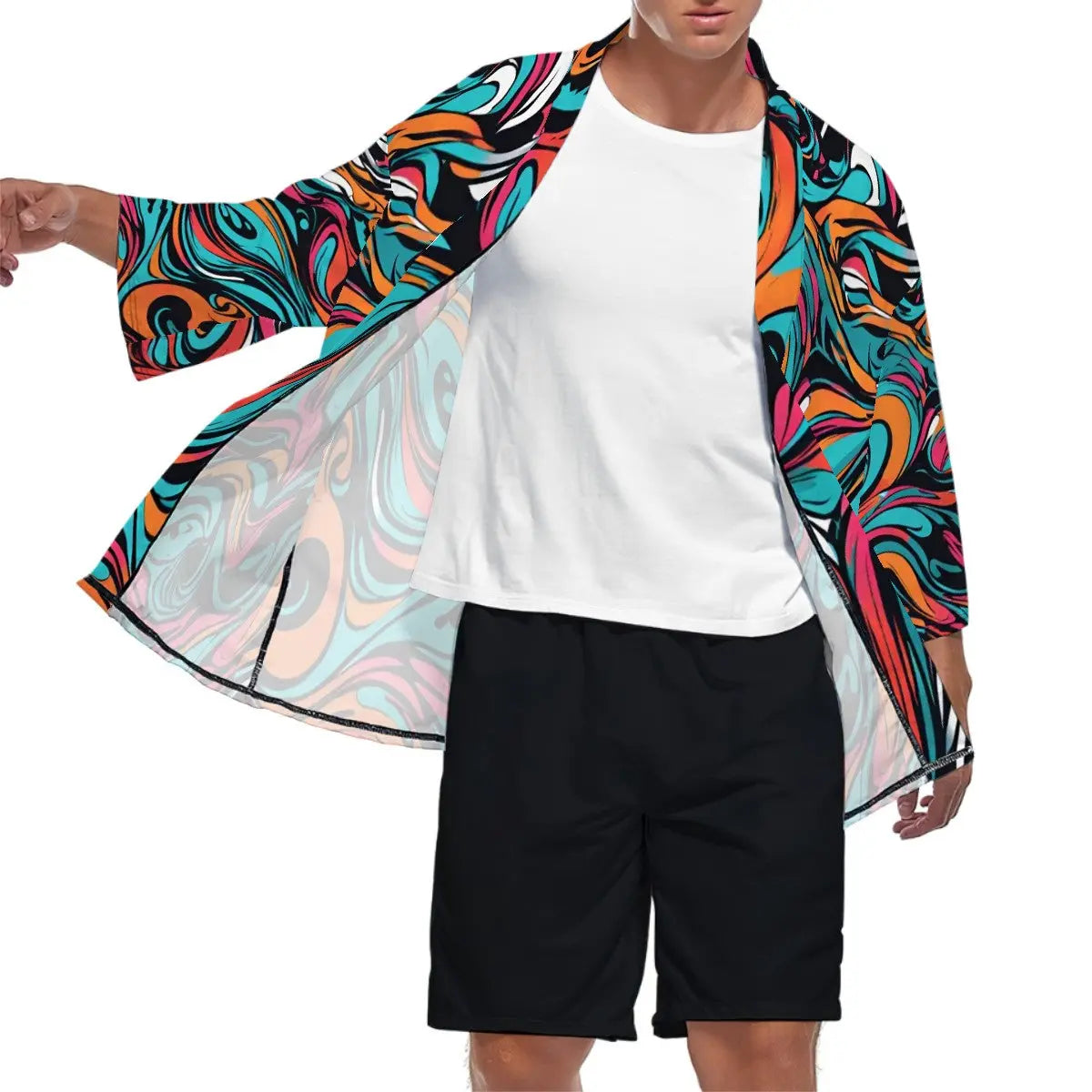 Kimono Cardigan Graffiti Pattern Sacred In Sight