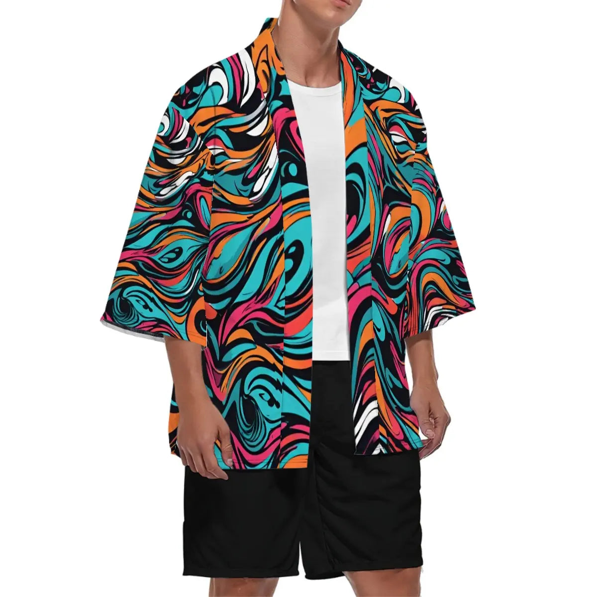 Kimono Cardigan Graffiti Pattern Sacred In Sight