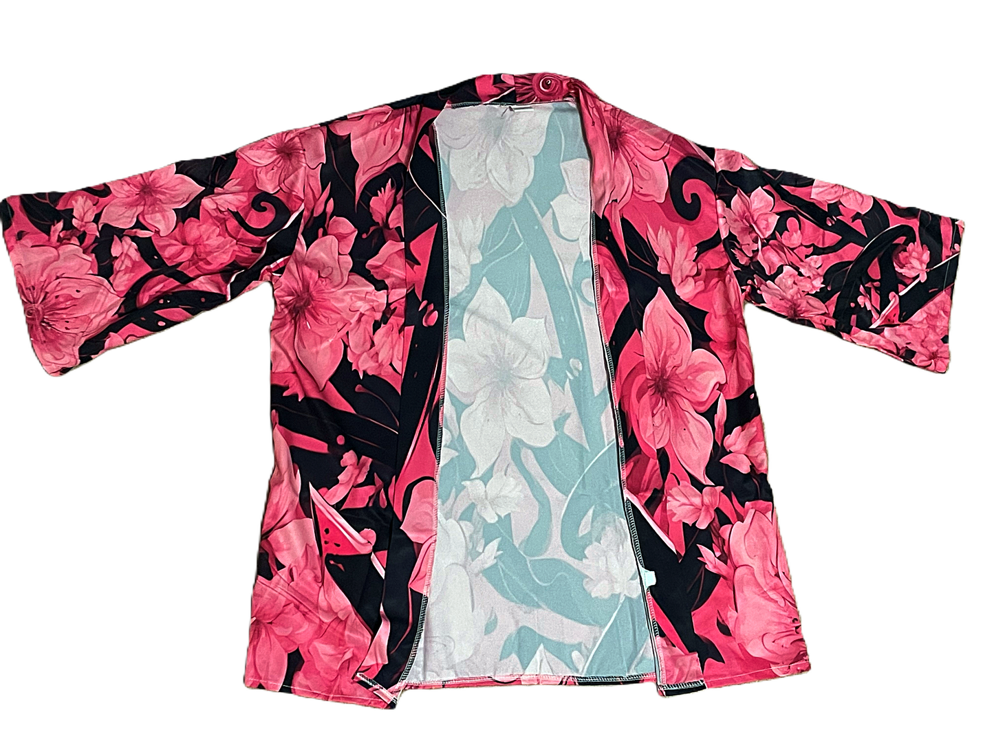 Pink Flowers Kimono Cardigan