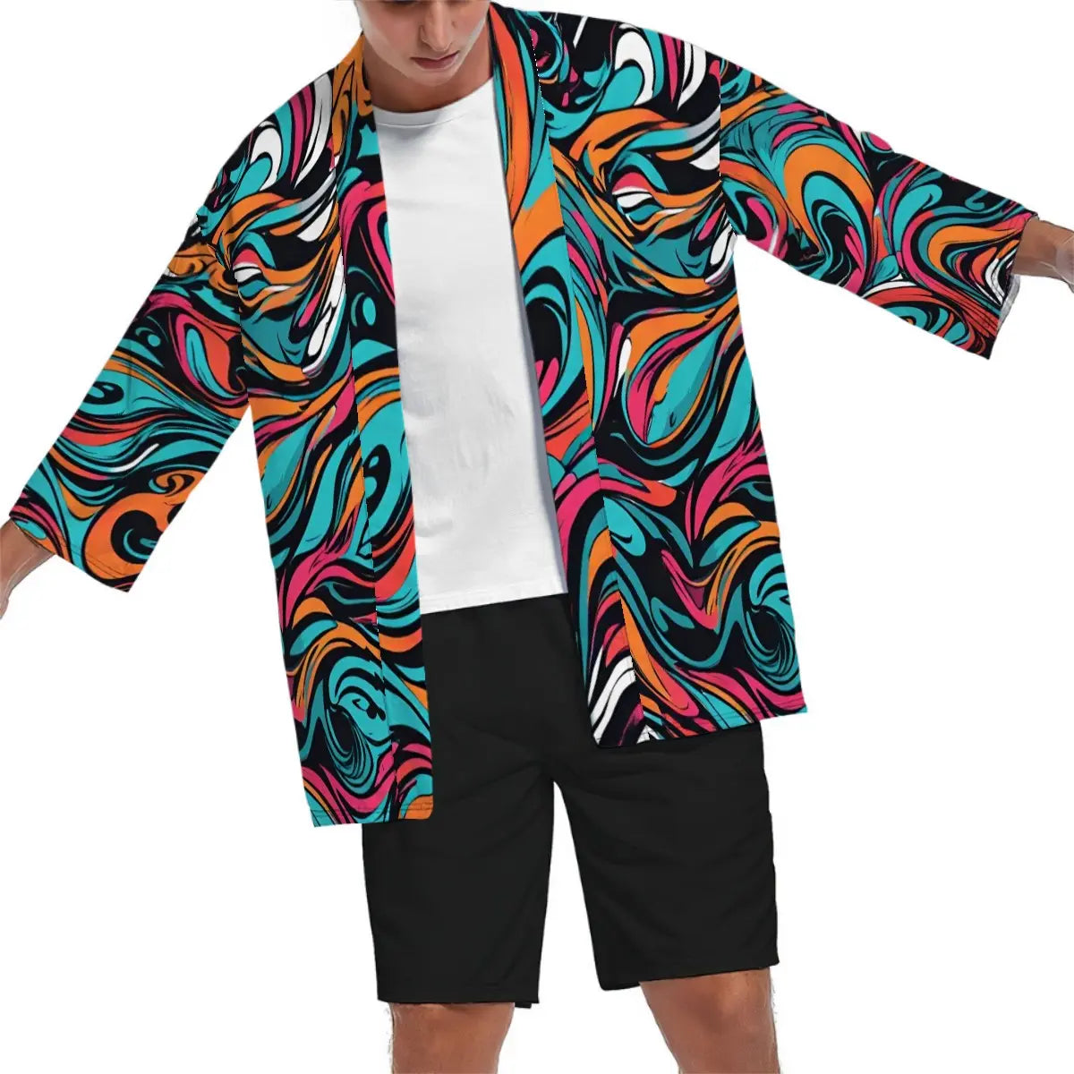 Kimono Cardigan Graffiti Pattern Sacred In Sight