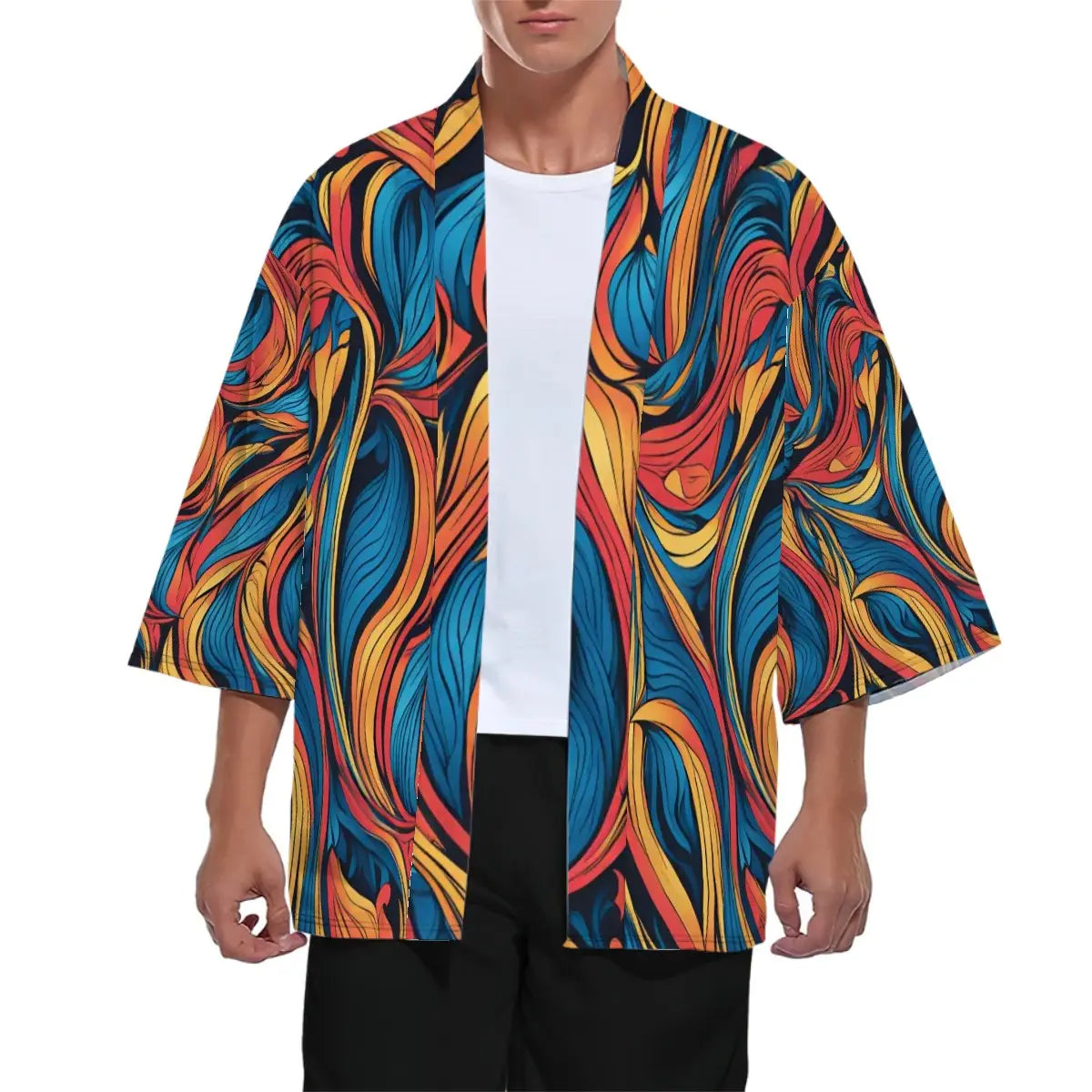 Kimono Cardigan Flowing Thread Pattern Sacred In Sight